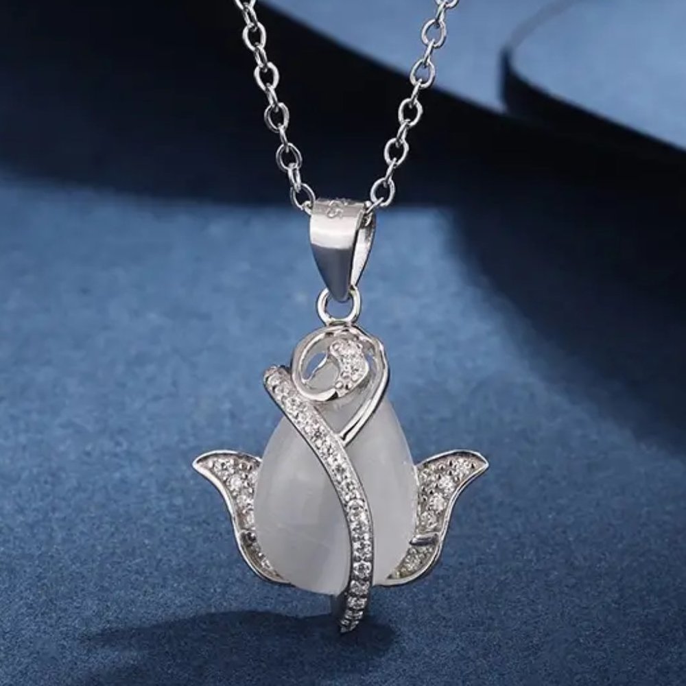 Women's 925 Sterling Silver Flower Lace Zircon Necklace PG